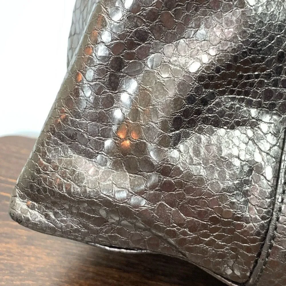 Cynthia Rowley Women's Metallic Snakeskin Pattern Gold Tone Hobo Bag Brown